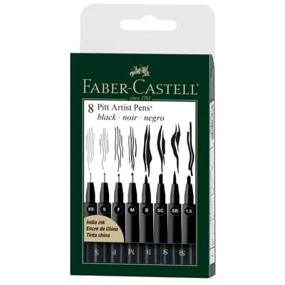Faber-Castell® PITT® 8 Piece Black Artist Pen Set
