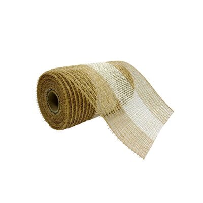 5.5" x 24ft. Mesh Jute & Cotton Wide Stripe Ribbon by Celebrate It® image