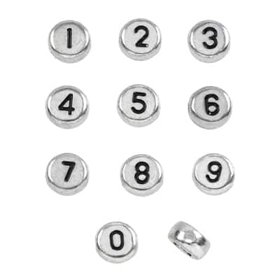 Plastic Number Circle Craft Beads by Bead Landing™, 7mm