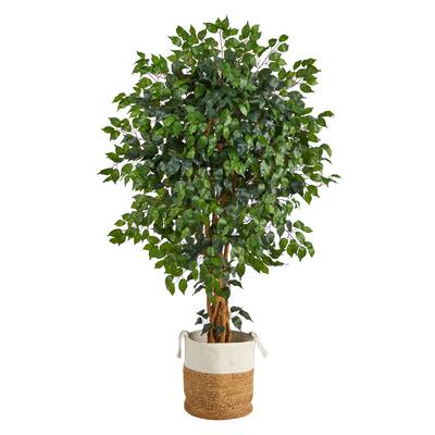 5.5ft. Palace Ficus Artificial Tree with in Handmade Natural Jute and ...