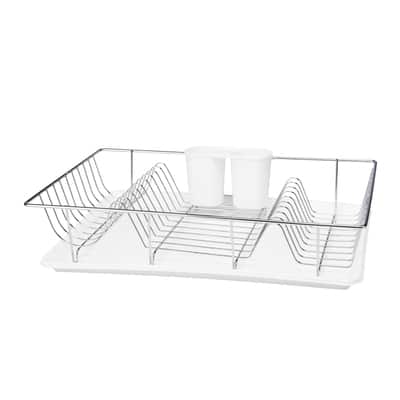 Kitchen Details White 3-Piece Chrome Dish Rack with Tray | Michaels
