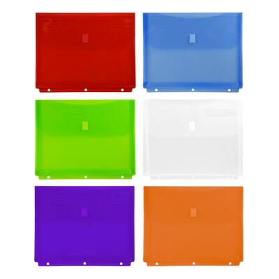 JAM Paper 9.5" x 11.5" Plastic 3 Hole Punch Binder Hook & Loop Closure ...