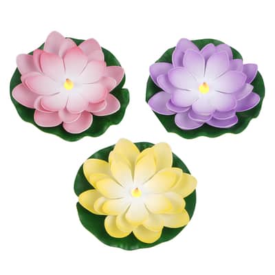 Floating Lotus LED Lights, 3ct. by Ashland®, Color: Multicolor