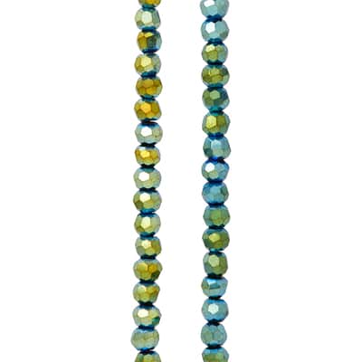 Green Iridescent Glass Faceted Beads, 3mm by Bead Landing™ image