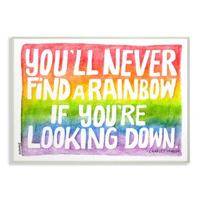 Stupell Industries Find A Rainbow Watercolor Typography Wall Plaque ...