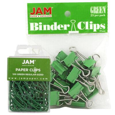JAM Paper Desk Essentials Paper Clips & Binder Clips Kit, Color: Green ...