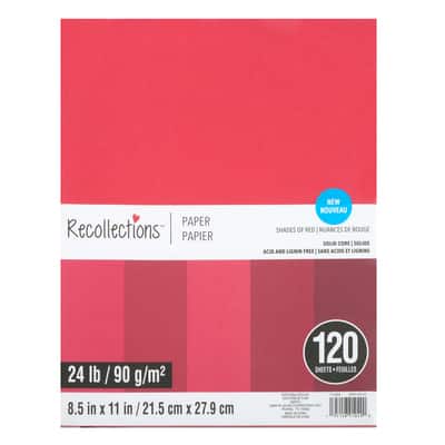 8.5" x 11" Mixed 24lb. Solid Core Paper Pack by Recollections™, 120 Sheets