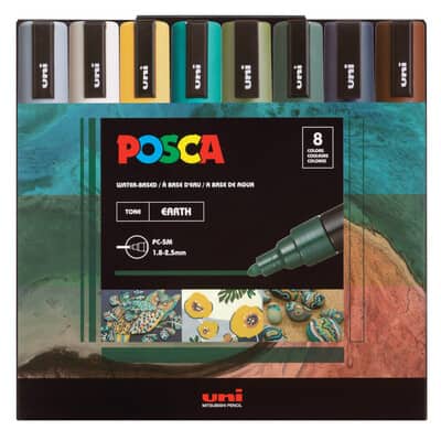 POSCA PC-5M Medium Tip Earth Tones Paint Marker Set image