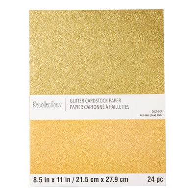 Papier cartonné pailleté doré de 21,5 cm x 27,9 cm de Recollections, 24 feuilles image