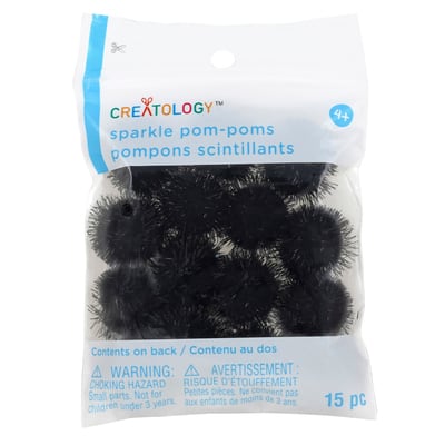 Black Sparkle Pom Poms by Creatology™ image