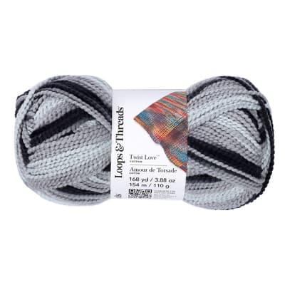 Twist Love™ Cotton Yarn by Loops & Threads®, Color: Gray Multi