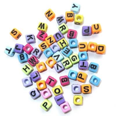 6.5mm Bright Alphabet Cube Beads by Creatology™ image