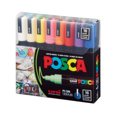 Uni Posca PC-5M 16 Color Medium Tip Paint Marker Set image