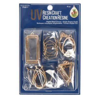 Blue Moon Studio™ UV Resin Craft Gold Simple Shapes Fillable Metal Charm Set