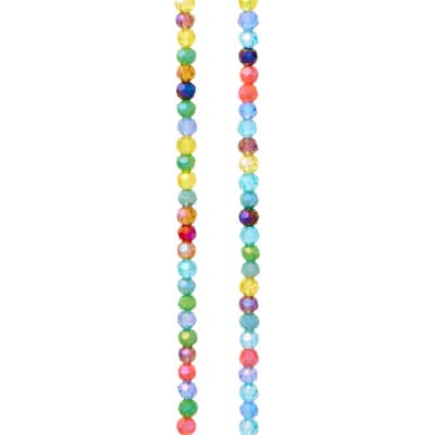 3mm Multicolor Aurora Borealis Faceted Glass Round Beads by Bead Landing™