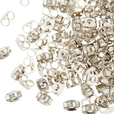 Bead Landing™ Butterfly Shape Earring Backs, Rhodium image