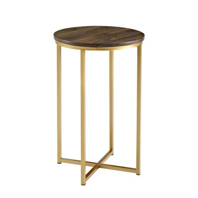 Walker Edison 16" Glam Round Side Table, Color: Dark Walnut/Gold | Michaels