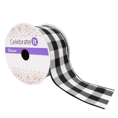 2.5" x 8.3yd. Wired Gingham Ribbon by Celebrate It™ Décor