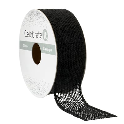 1" x 5yd. Black Mesh Ribbon by Celebrate It® Classic image